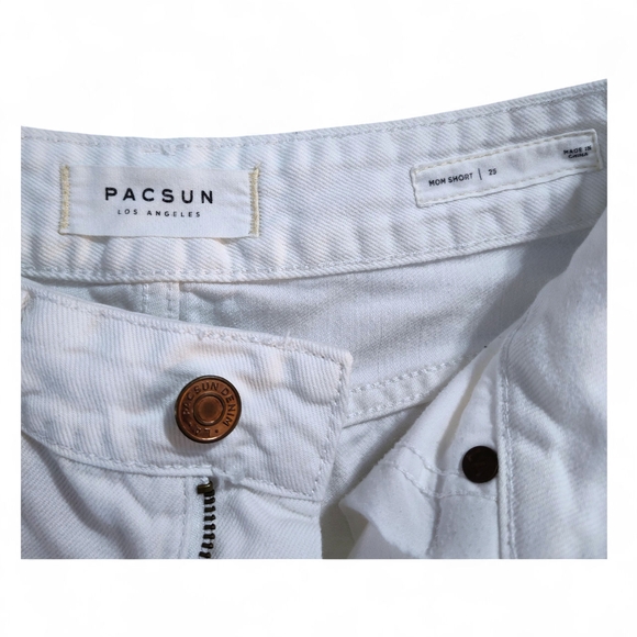 Pac Sun Mom Shorts White Wash Denim Womens Size 25  Distressed - Picture 4 of 5